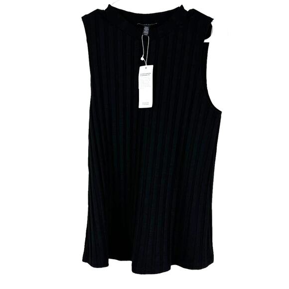Eileen Fisher NWT Black Mock Neck Ribbed Sleeveless Tank Top Size XS Stretchy - Picture 3 of 9